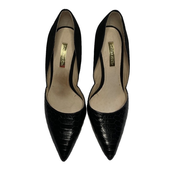 Louise et Cie black leather croc effect heels pointed toe suede size 5.5 - Picture 14 of 14